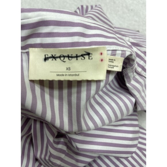 Exquise Anthropologie Midi Shirt Dress Tobie Purple Pleated Preppy Boho XS NWT - Picture 13 of 14